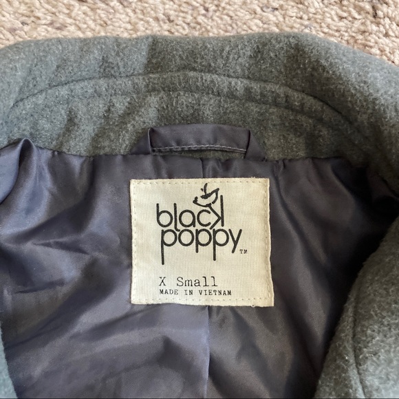 Black Poppy: Women’s Grey Double-Breasted Peacoat (X-Small) - Picture 6 of 7